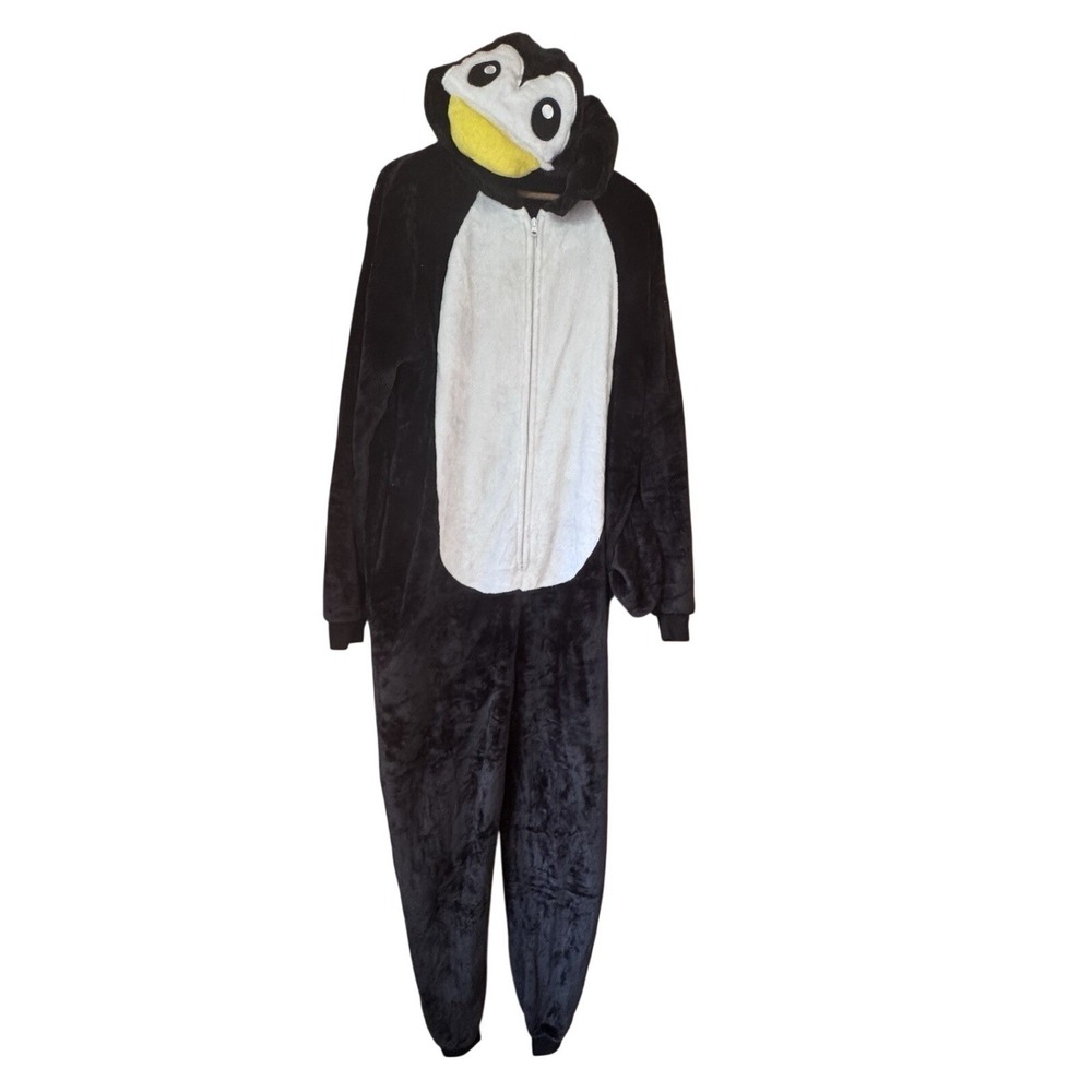 Penguin Halloween Costume Union Suit Adult Large Pajamas Furry Bird Cosplay